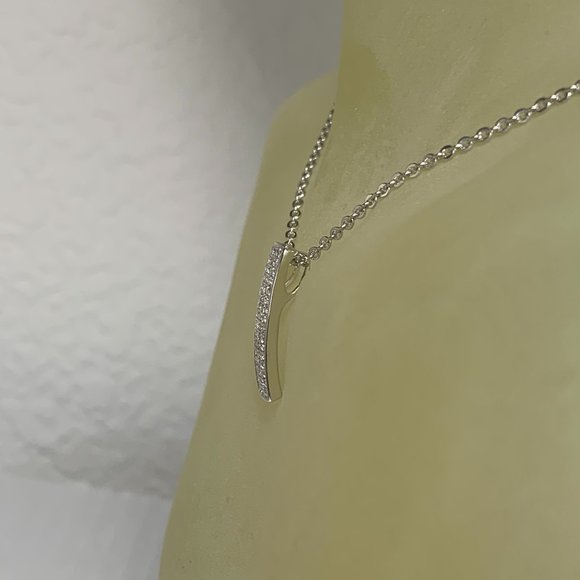 NWOT Silver Tone Pave CZ Pendant + Chain - Picture 3 of 4